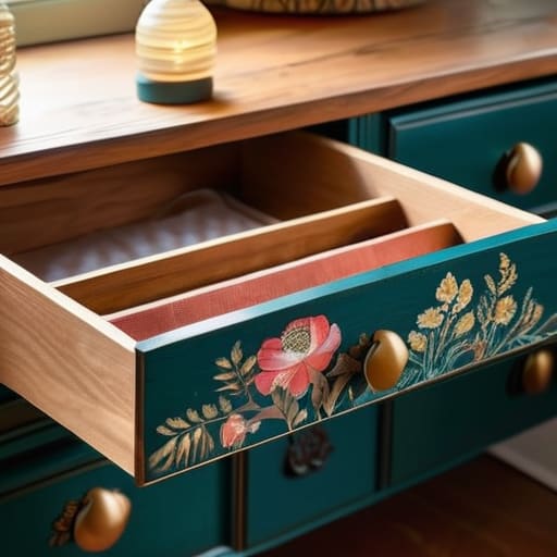 Drawer Transformation Magic with decorative wallpaper.