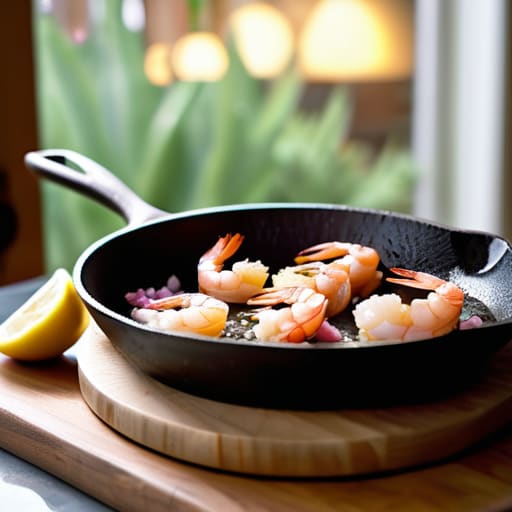 One-Pan Lemon Garlic Shrimp in a skillet.