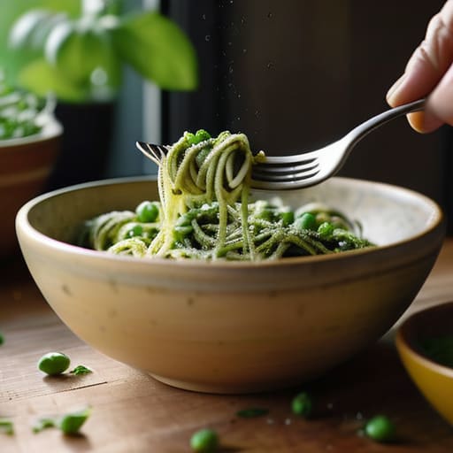 One-Pot Pesto Pasta with Peas in bowl.