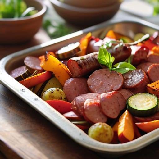 Sheet Pan Sausage and Veggies meal prep.