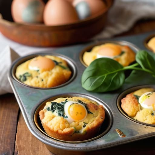 Baked Muffin Tin Frittatas with spinach.