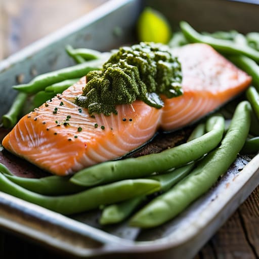 Pesto Salmon and Green Bean Bliss meal.