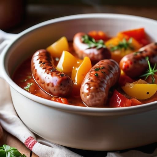 Set-and-Forget Sausage and Peppers in sauce.
