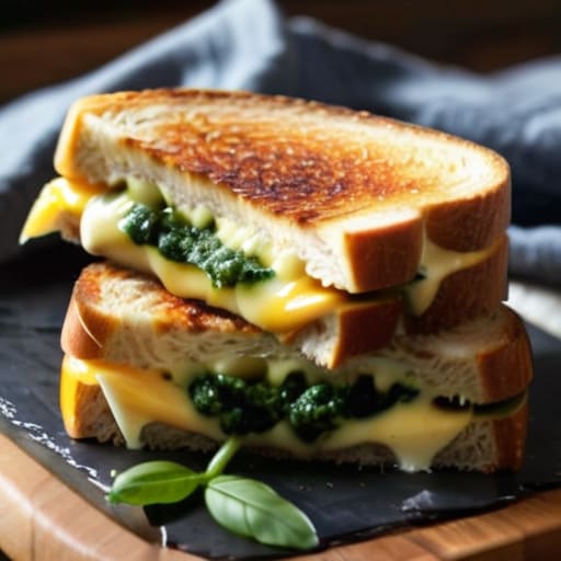 The Adult Grilled Cheese Upgrade with pesto.