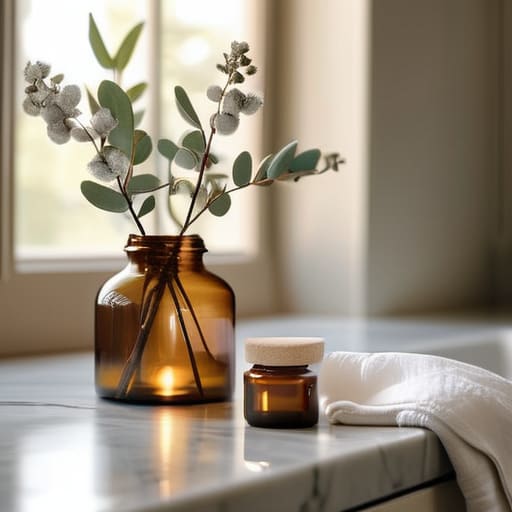 Peaceful morning bathroom organization ideas.