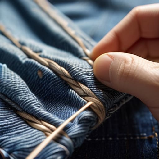 Learning how to patch jeans seamlessly.