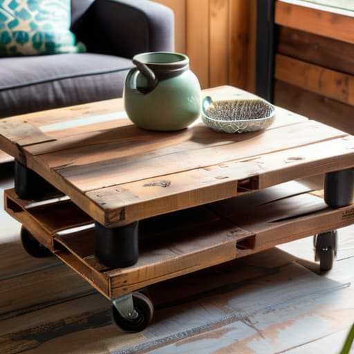 A sturdy low-profile coffee table made of pallets.