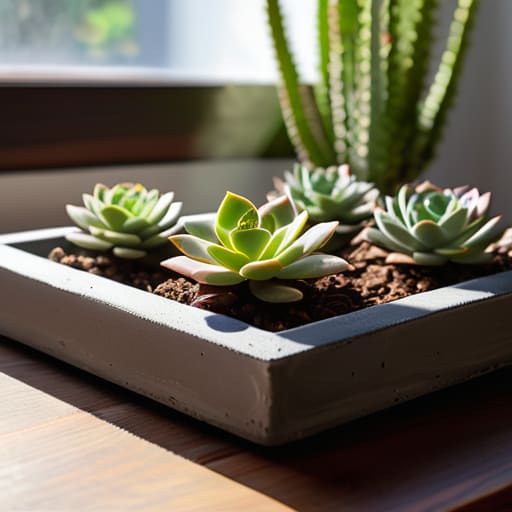 Concrete Minimalist Planter Trays for small succulents.