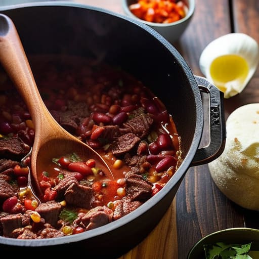 Easy "Dump and Simmer" Chili in pot.