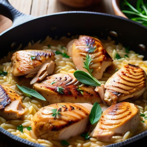 One-Pan Lemon Chicken and Orzo dish.