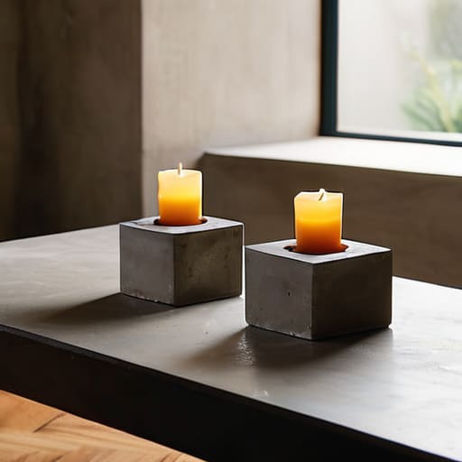 Geometric concrete Brutalist Candle Holders.