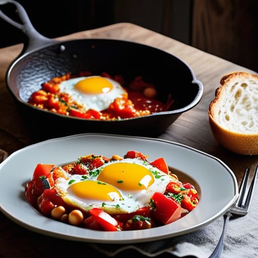 One-Pan Chickpea Shakshuka in a skillet.